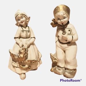 Antique Chalkware Dutch Boy and Girl Rare